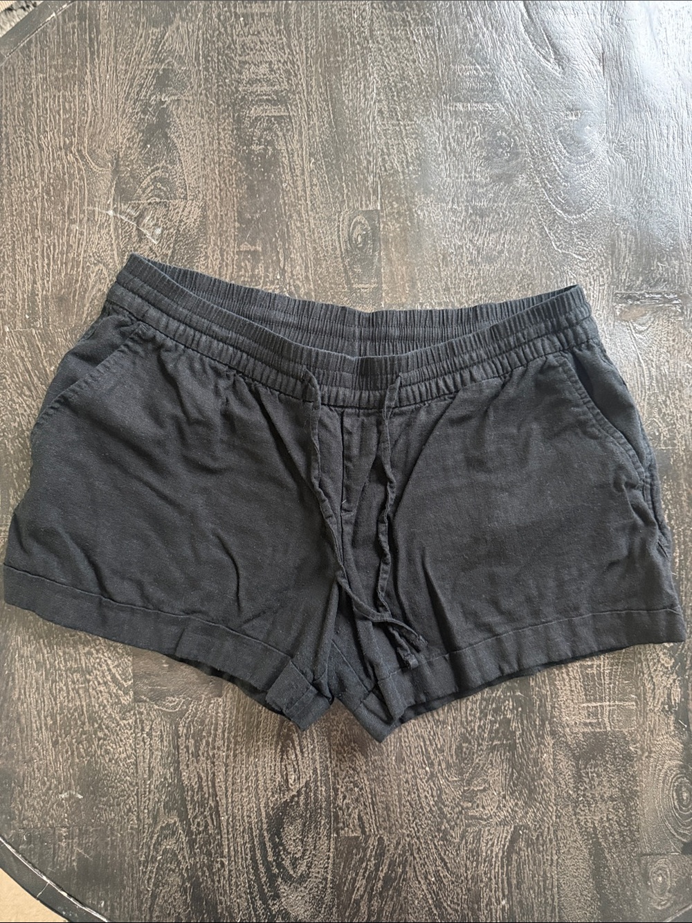 Old Navy Black Women's Drawstring Linen Shorts
